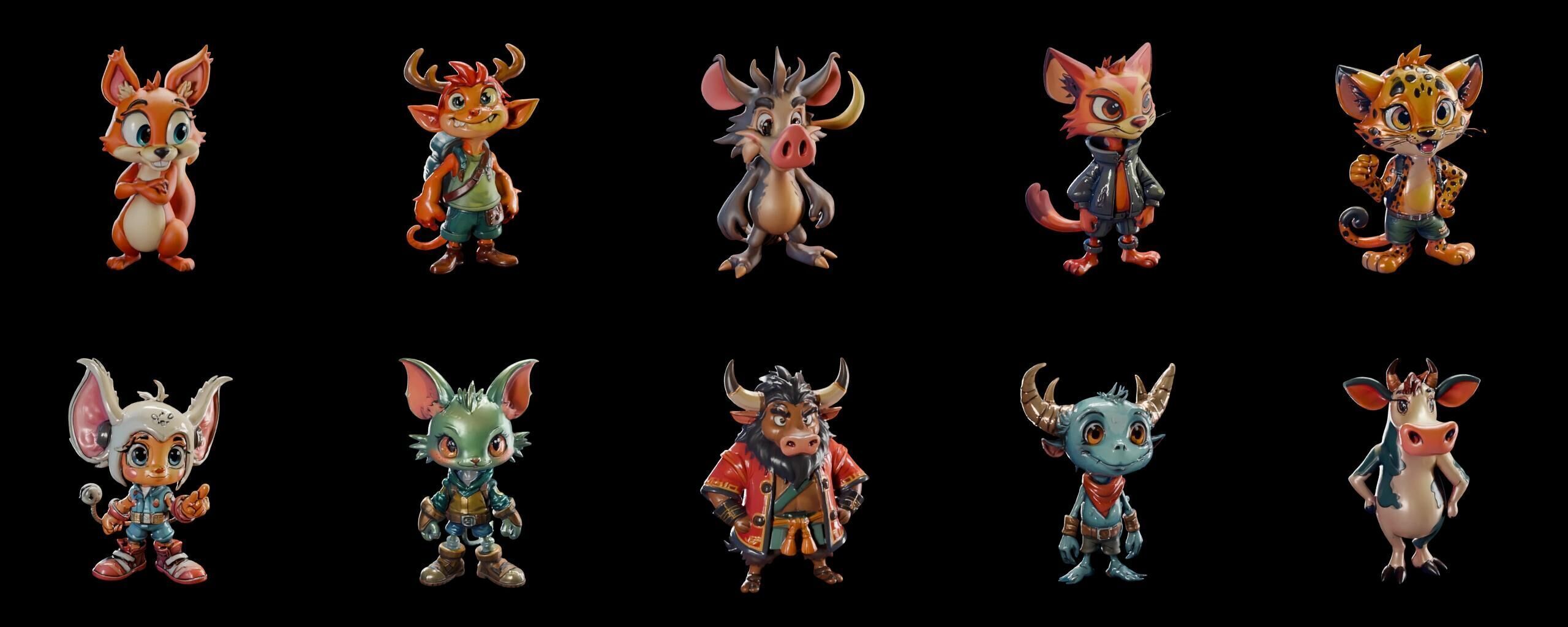 Animals bundle 5 pack 100 fbx Low-poly 3D model_17