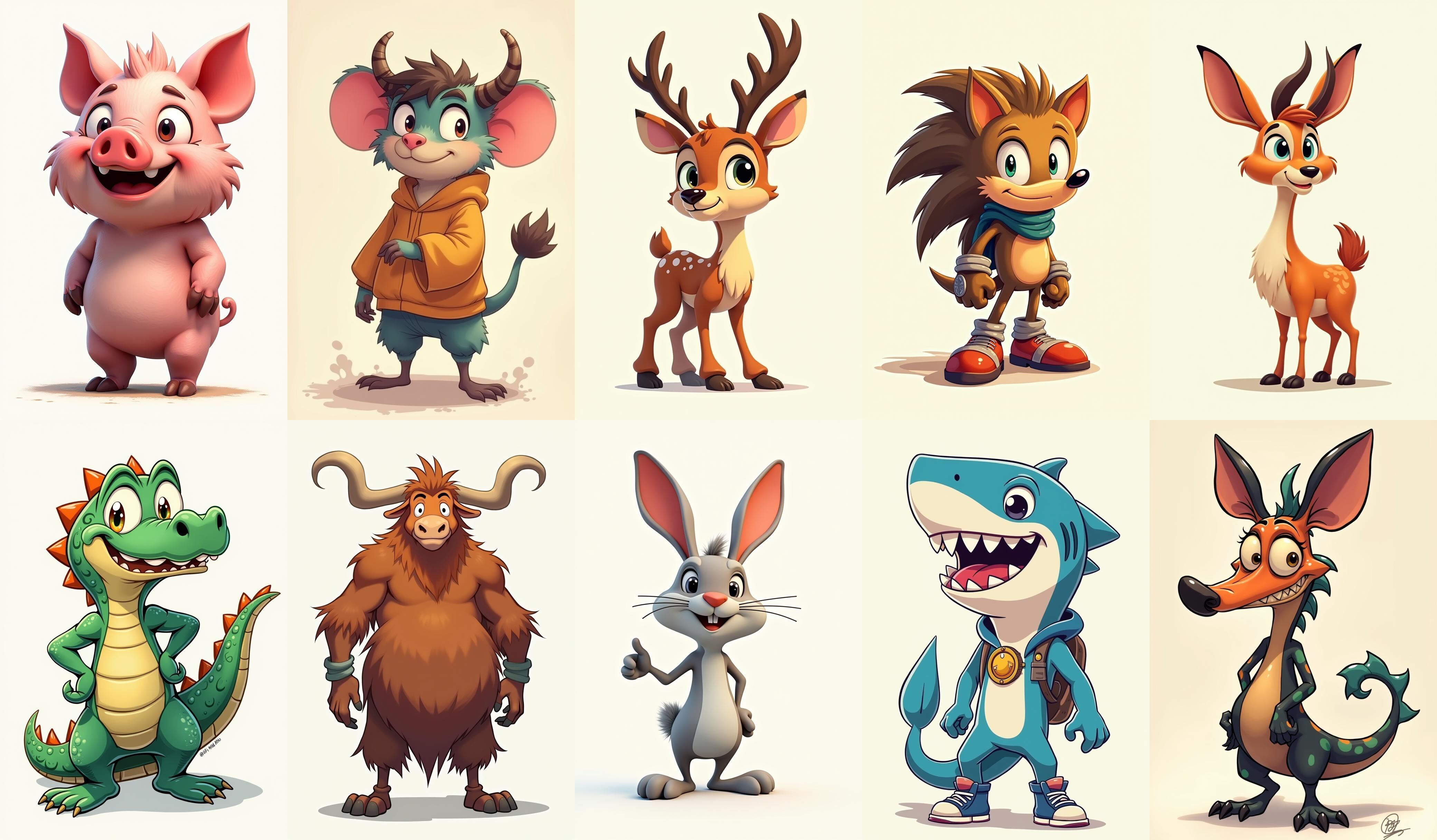 Animals bundle 5 pack 100 fbx Low-poly 3D model_12