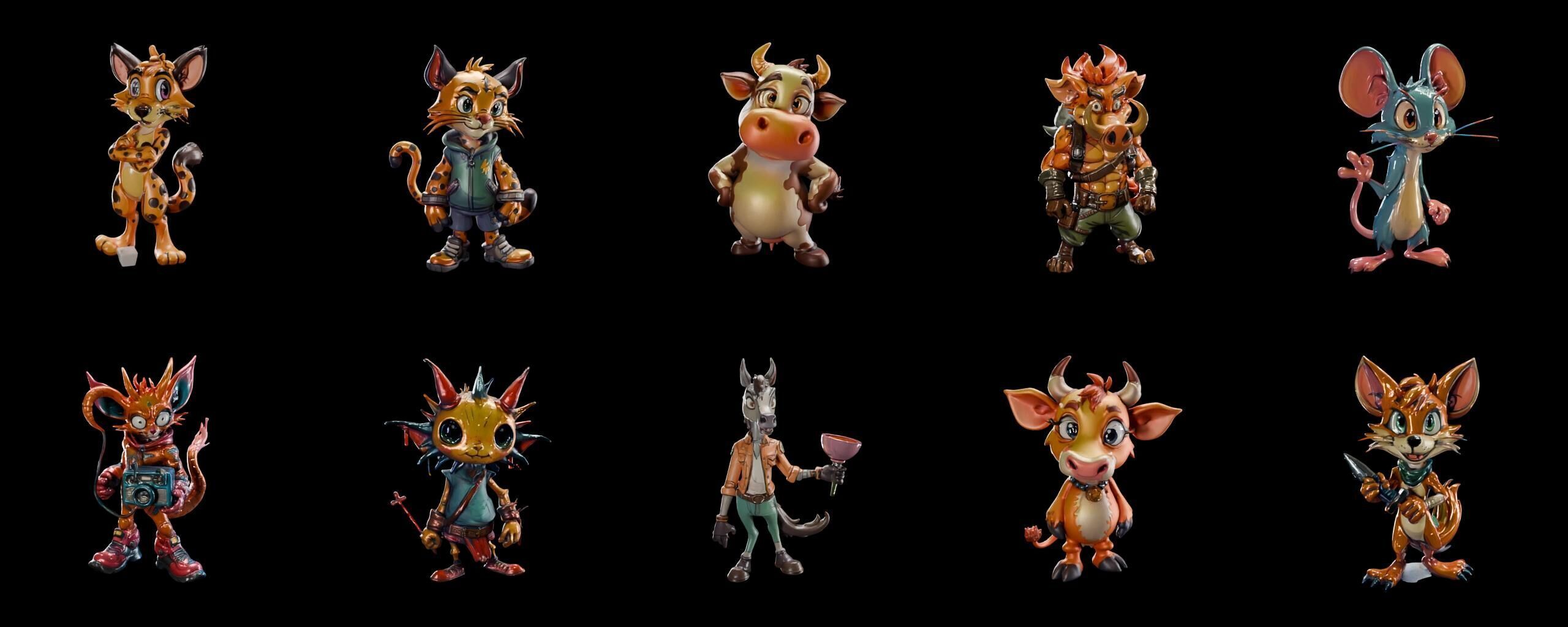 Animals bundle 5 pack 100 fbx Low-poly 3D model_3