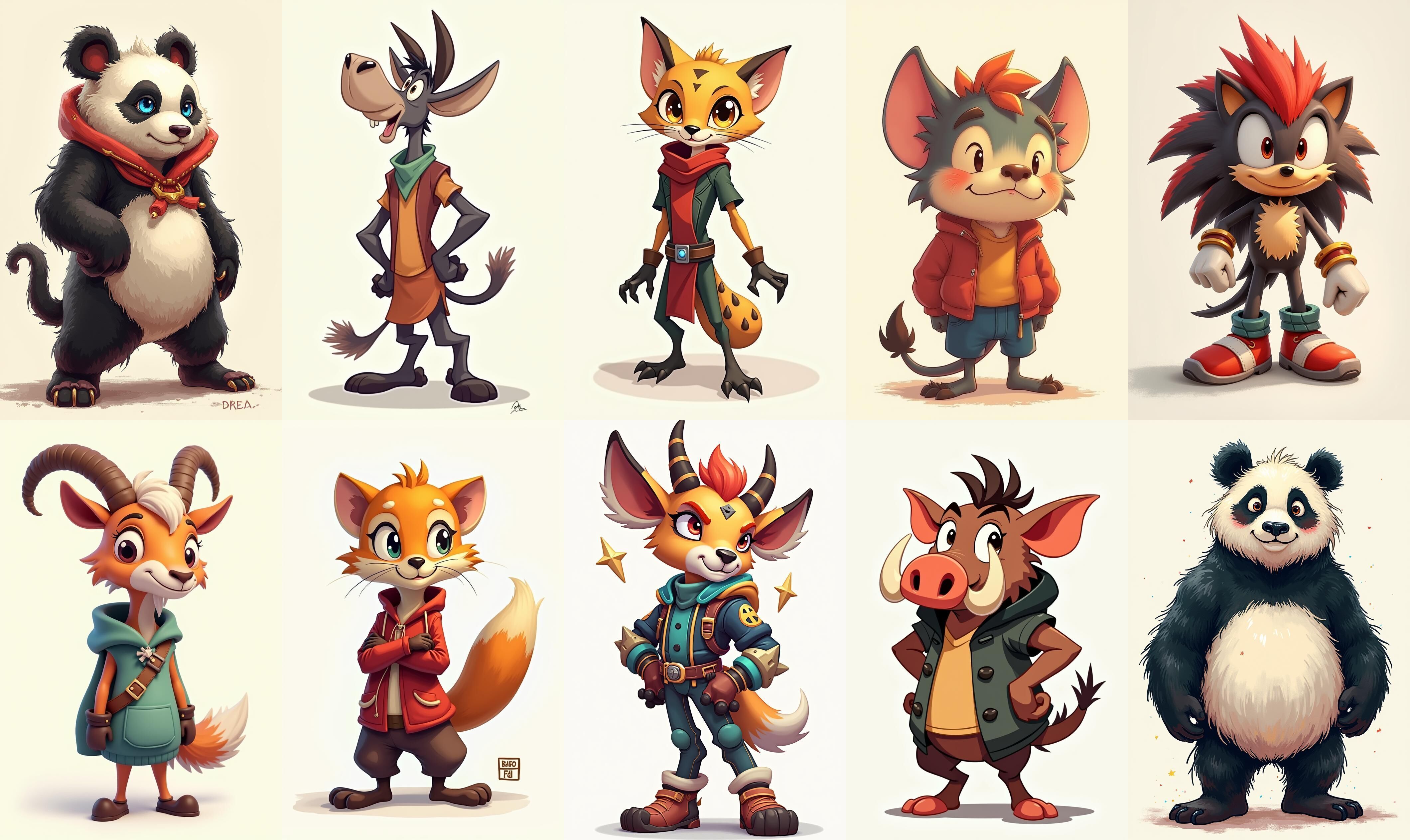 Animals bundle 5 pack 100 fbx Low-poly 3D model_4