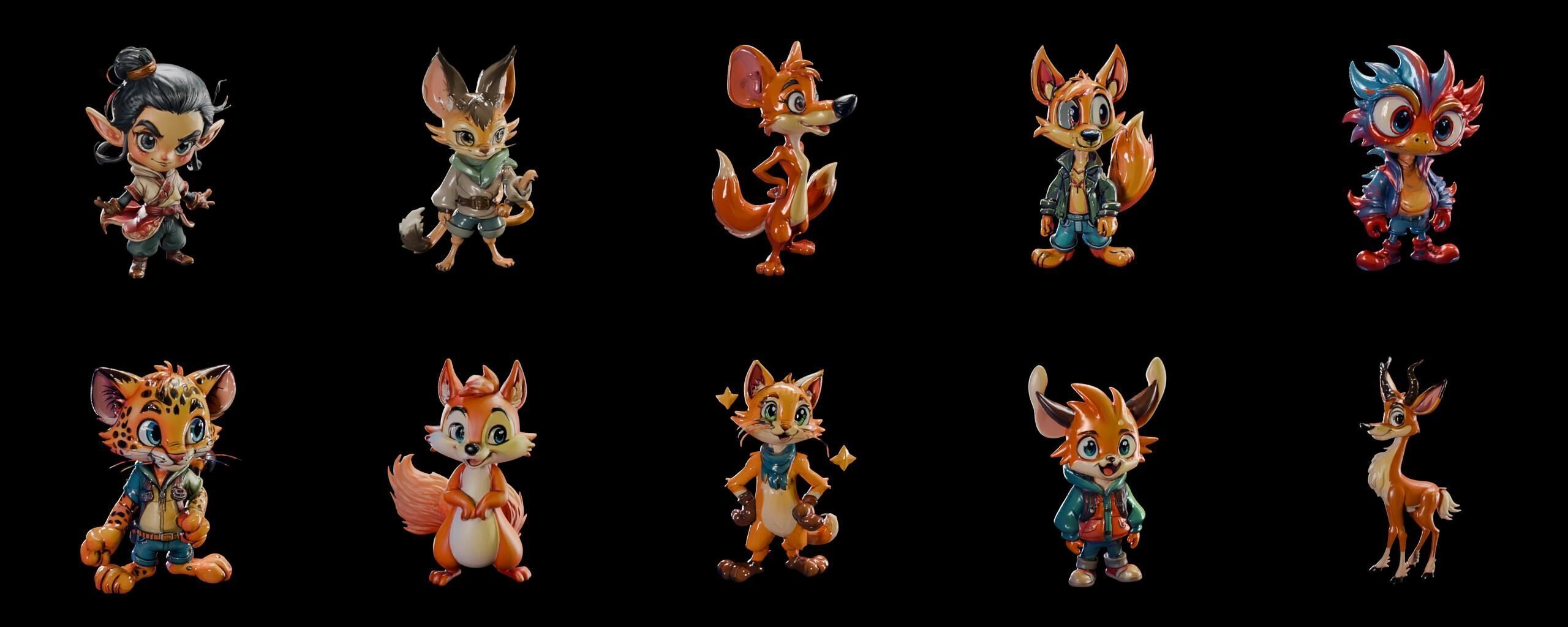 Animals bundle 4 pack 100 fbx Low-poly 3D model_3