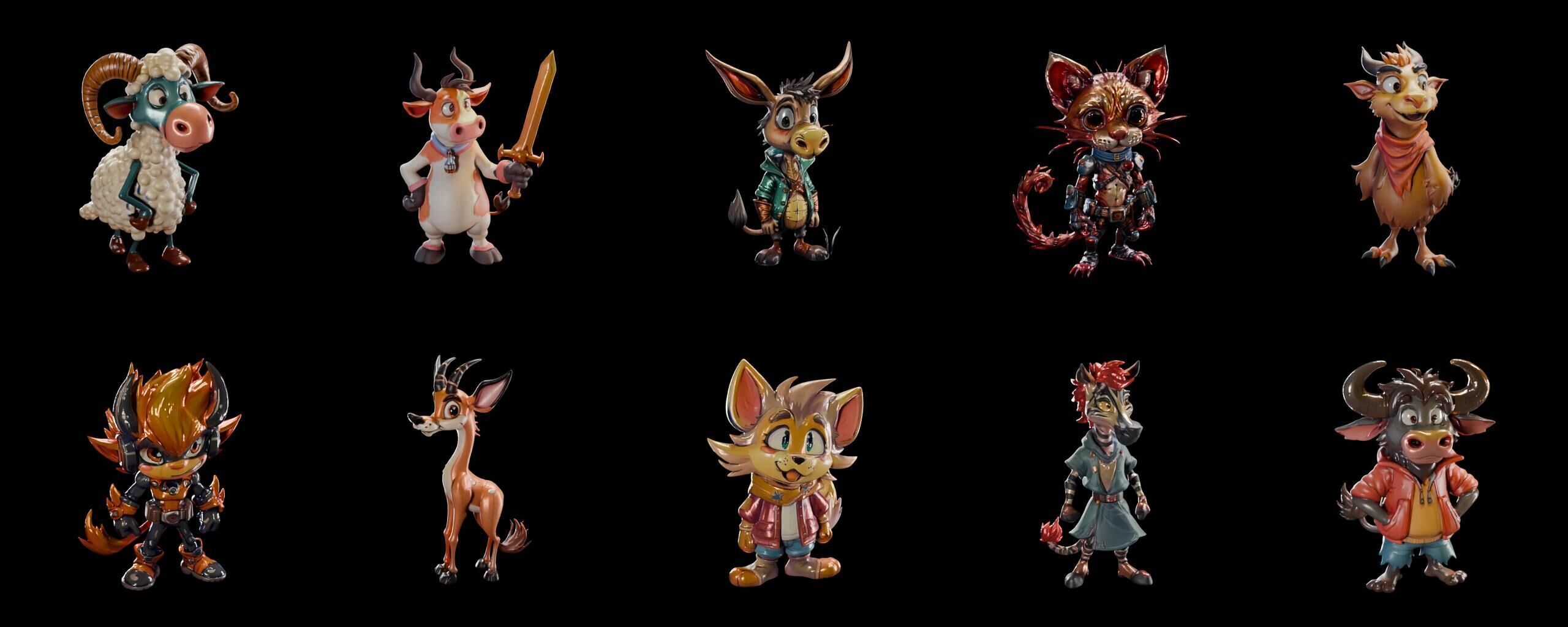 Animals bundle 4 pack 100 fbx Low-poly 3D model_19