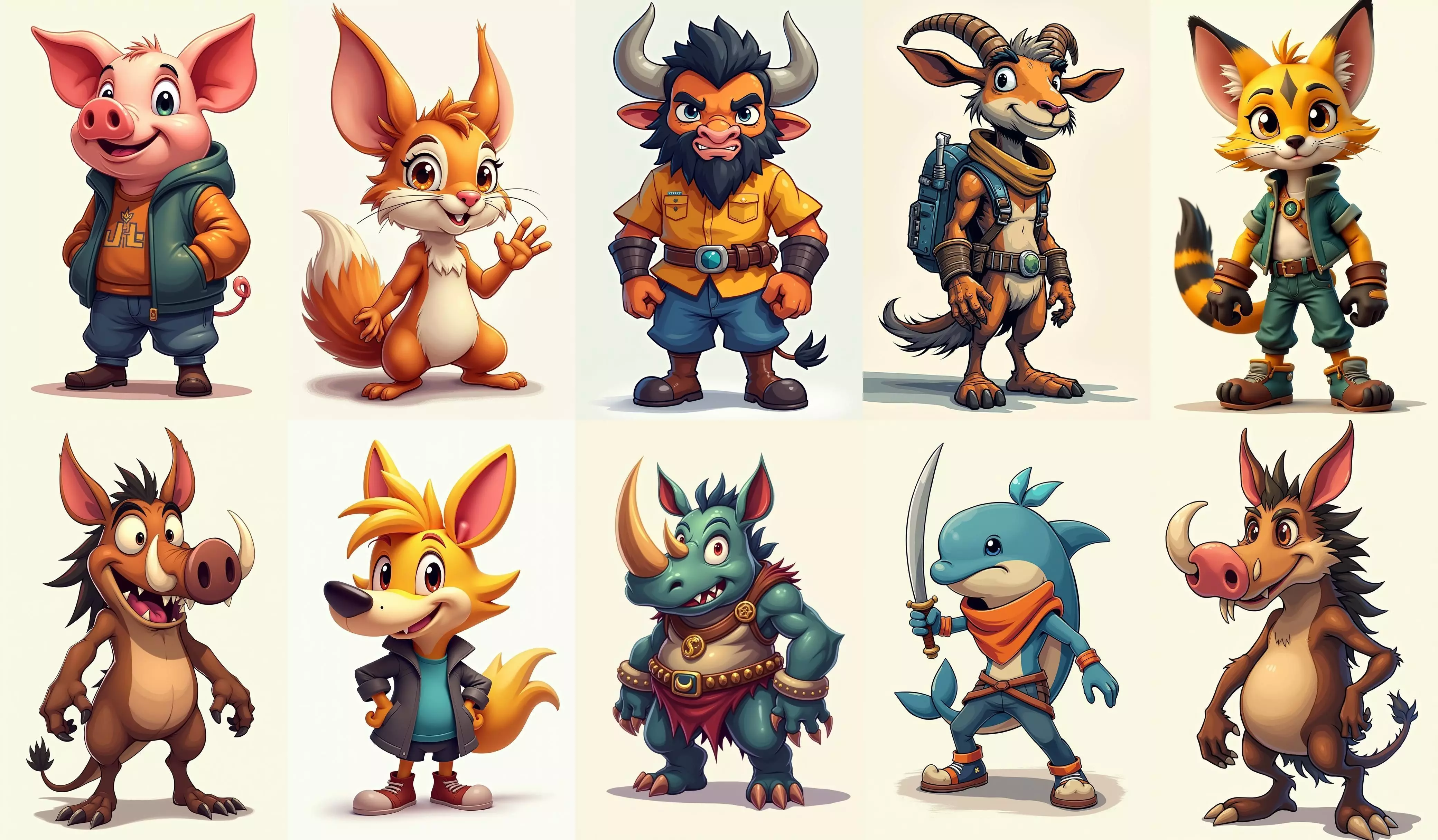 Animals bundle 4 pack 100 fbx Low-poly 3D model_0