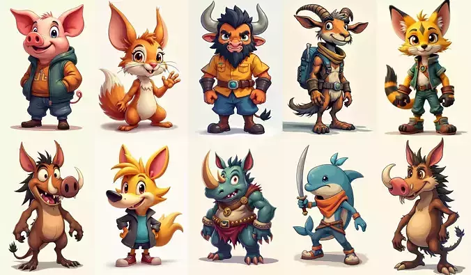 Animals bundle 4 pack 100 fbx