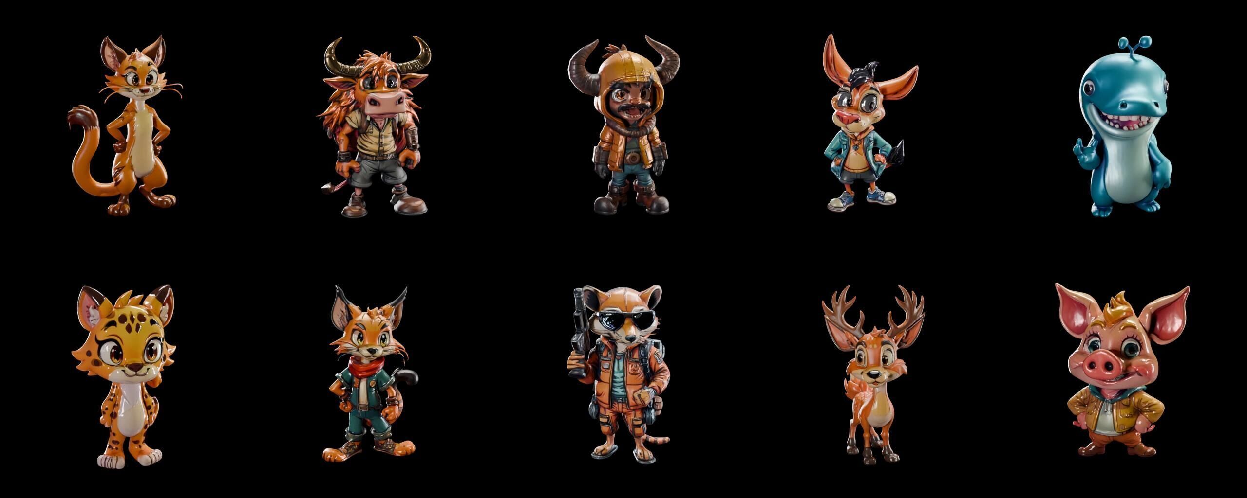 Animals bundle 4 pack 100 fbx Low-poly 3D model_11