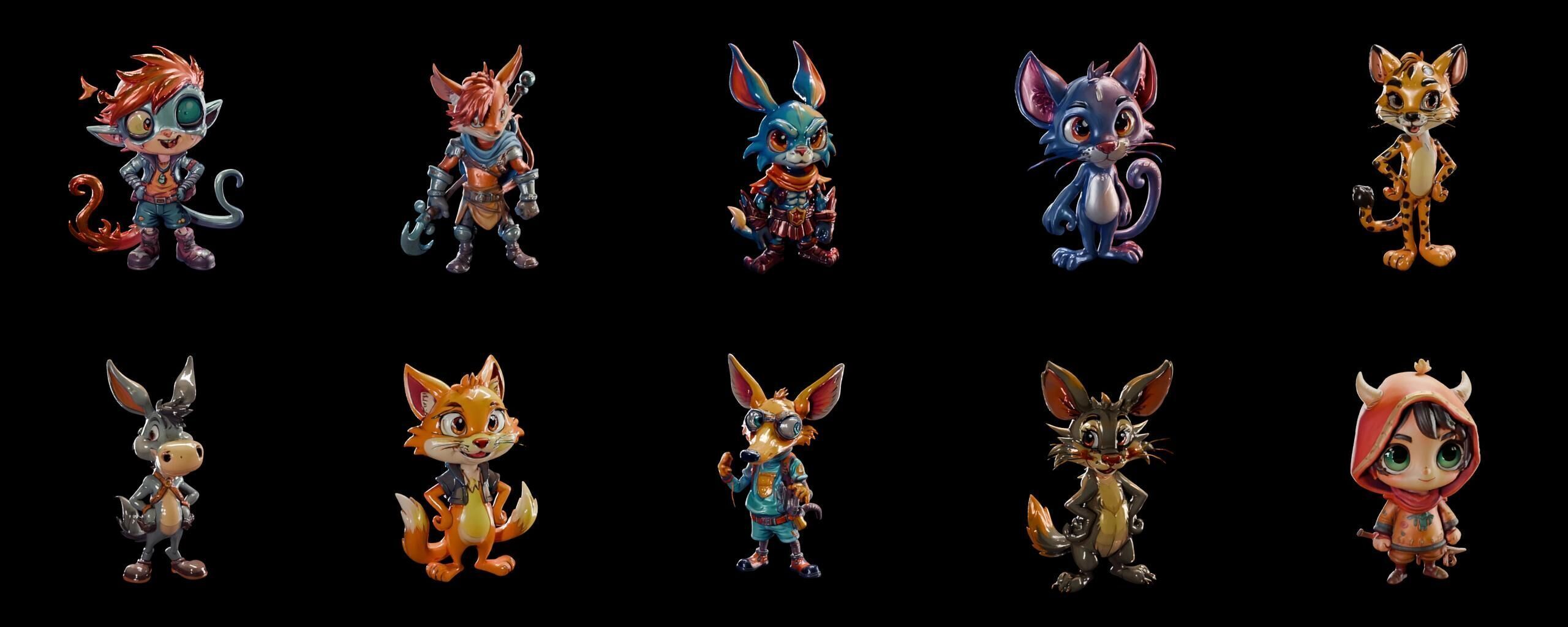 Animals bundle 4 pack 100 fbx Low-poly 3D model_7