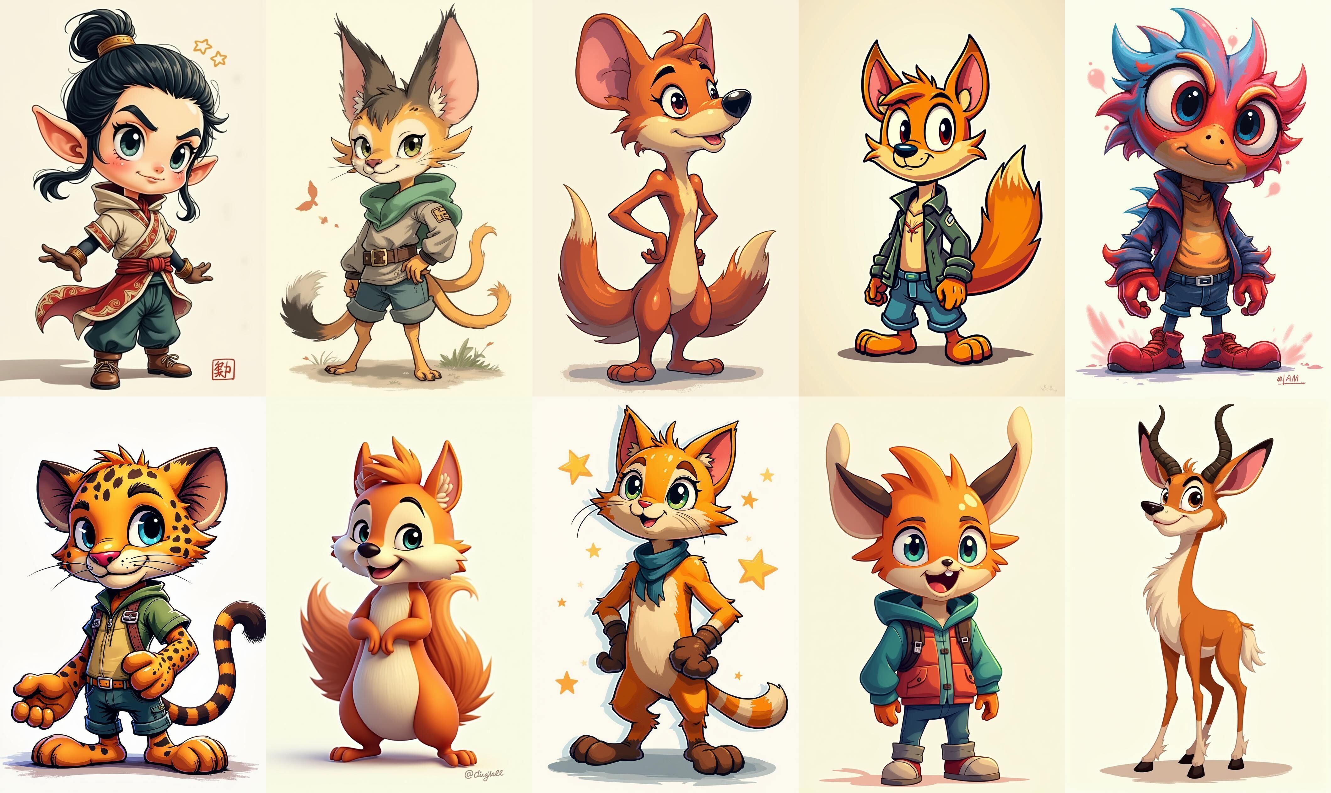 Animals bundle 4 pack 100 fbx Low-poly 3D model_2