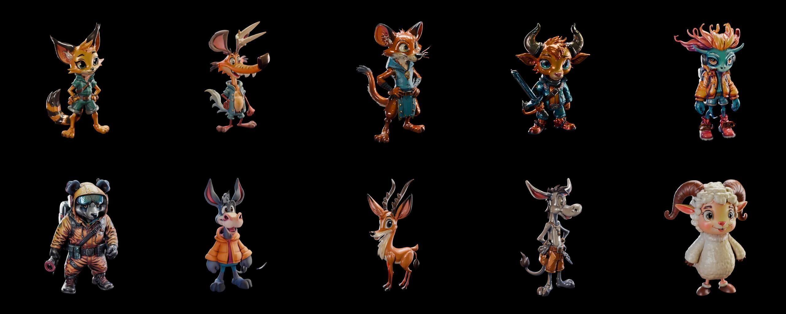 Animals bundle 4 pack 100 fbx Low-poly 3D model_17