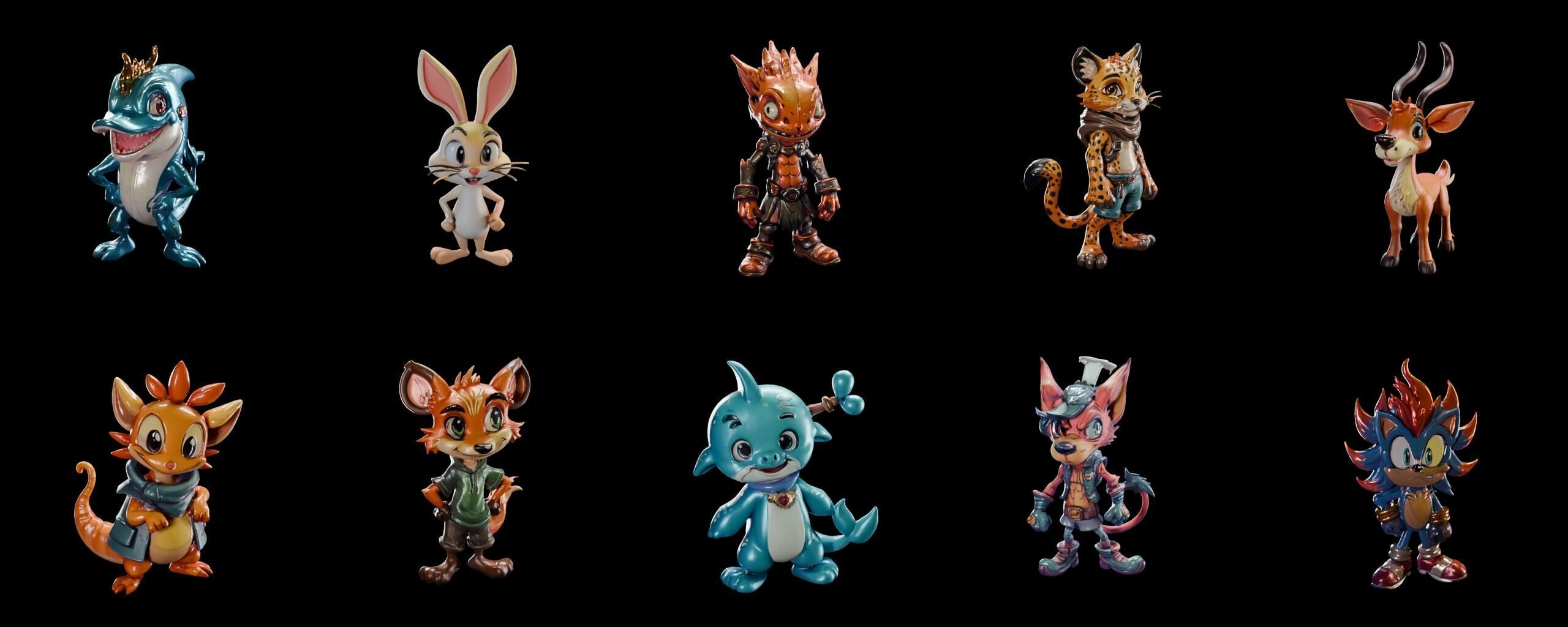 Animals bundle 4 pack 100 fbx Low-poly 3D model_15