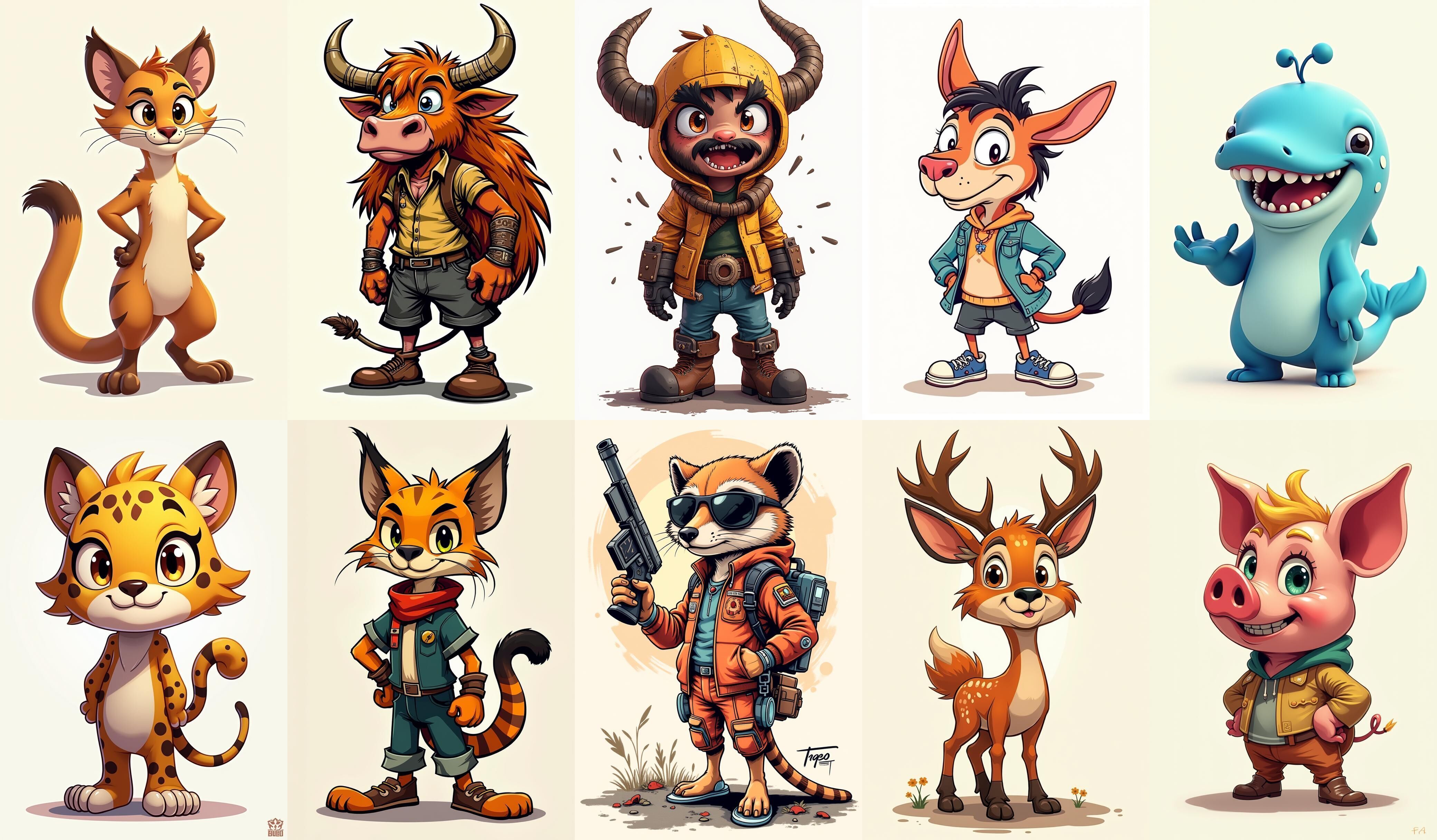 Animals bundle 4 pack 100 fbx Low-poly 3D model_10