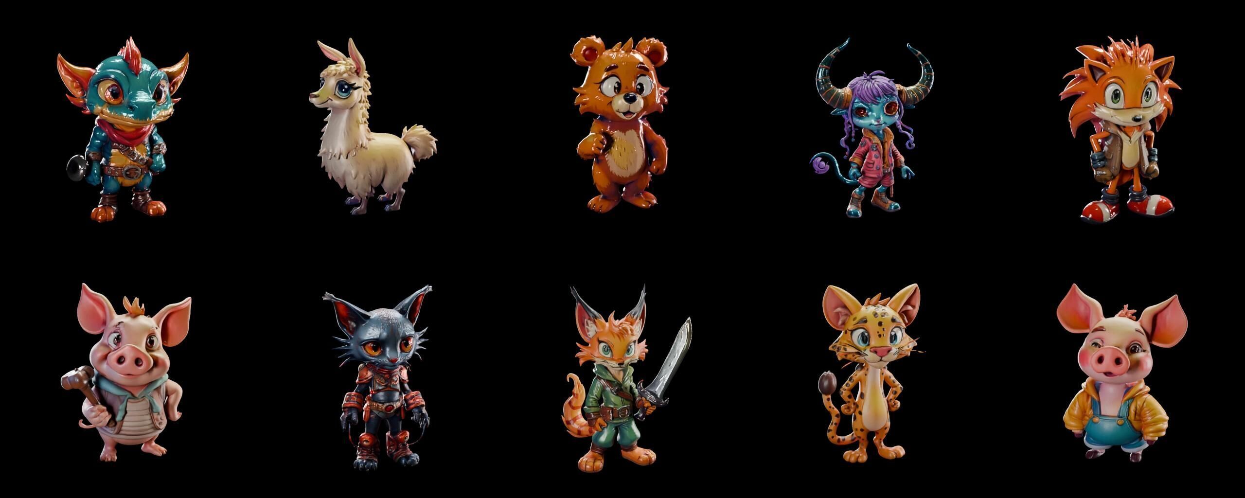 Animals bundle 4 pack 100 fbx Low-poly 3D model_13