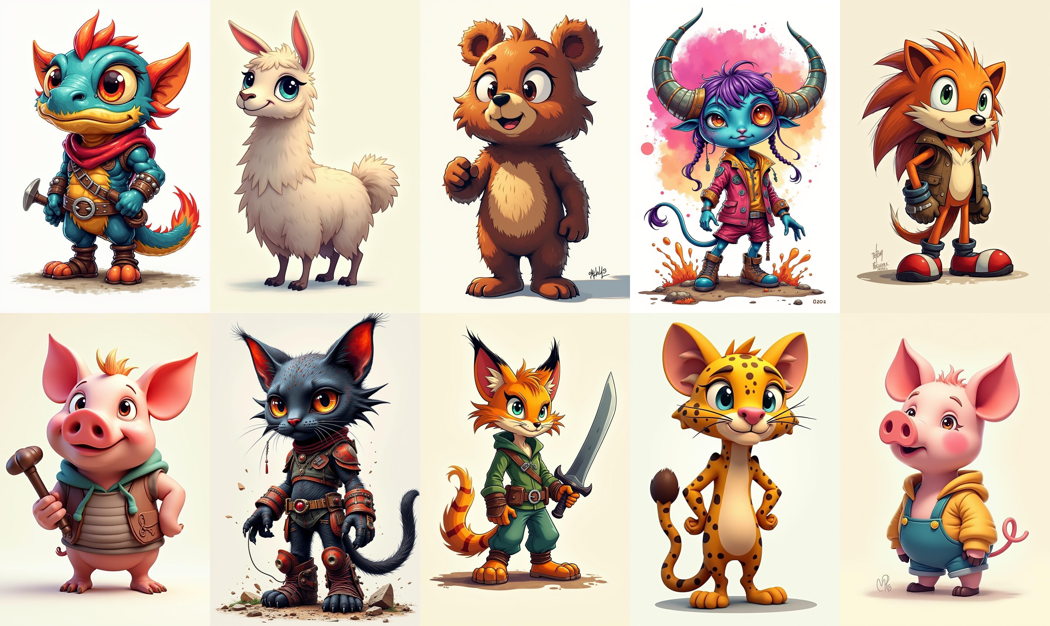 Animals bundle 4 pack 100 fbx Low-poly 3D model_12