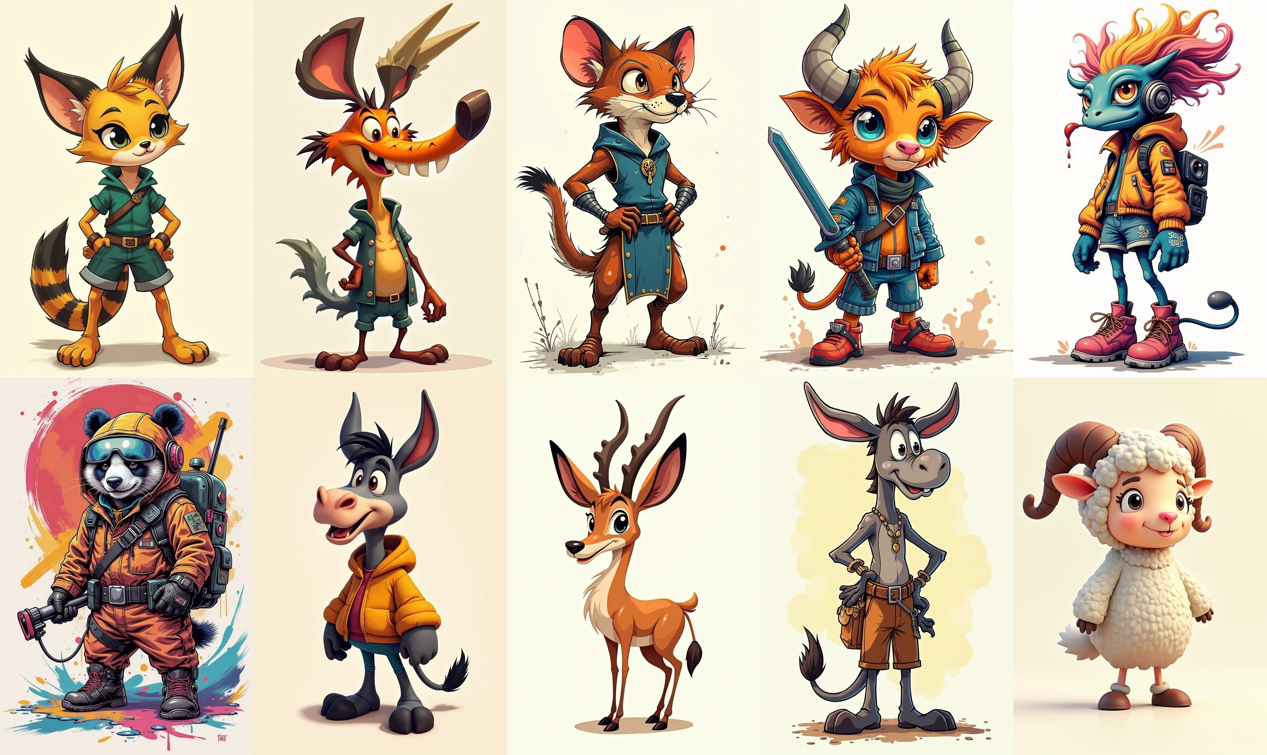 Animals bundle 4 pack 100 fbx Low-poly 3D model_16