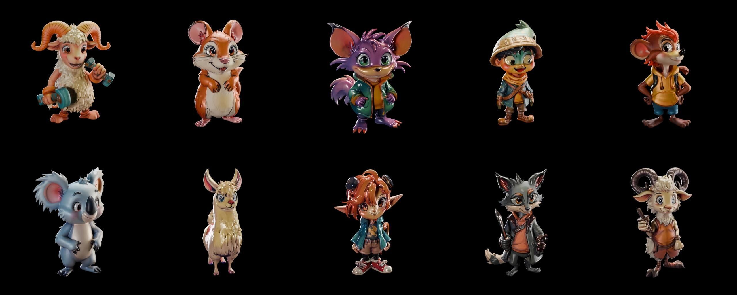 Animals bundle 2 pack 100 fbx Low-poly 3D model_19