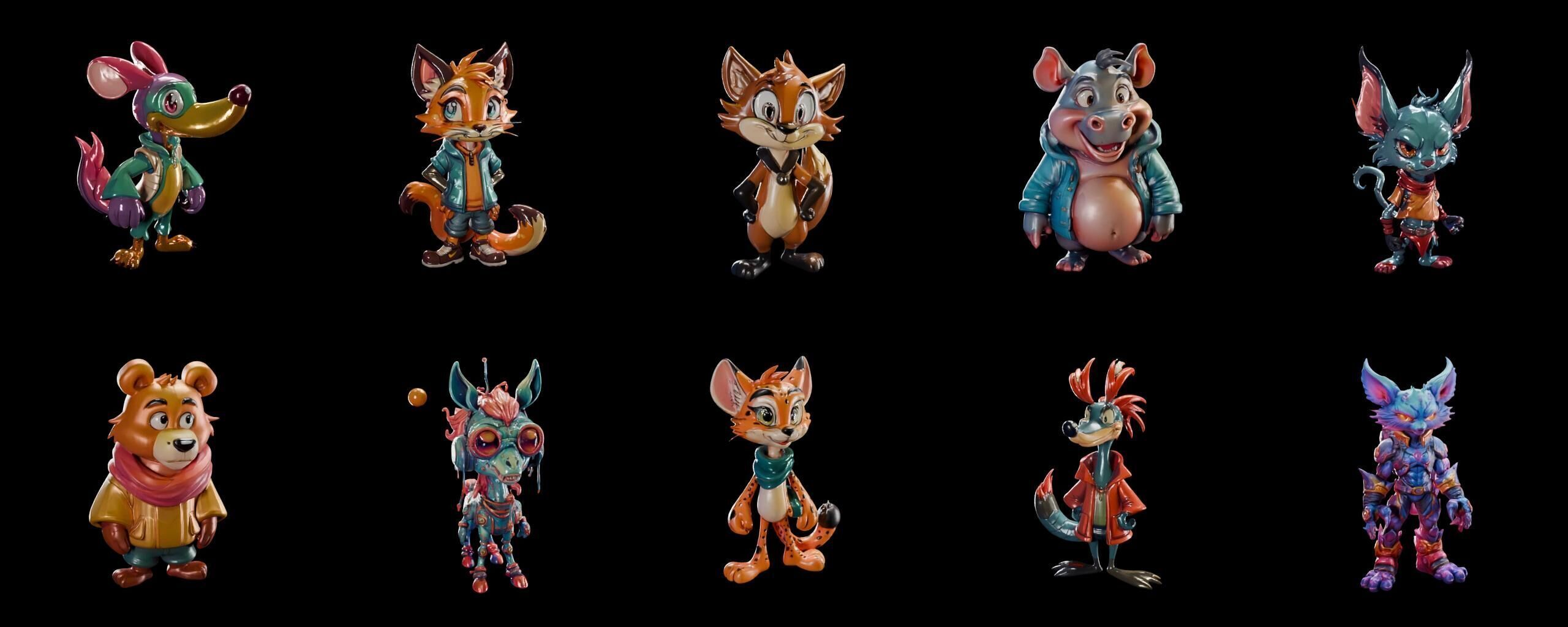 Animals bundle 2 pack 100 fbx Low-poly 3D model_1