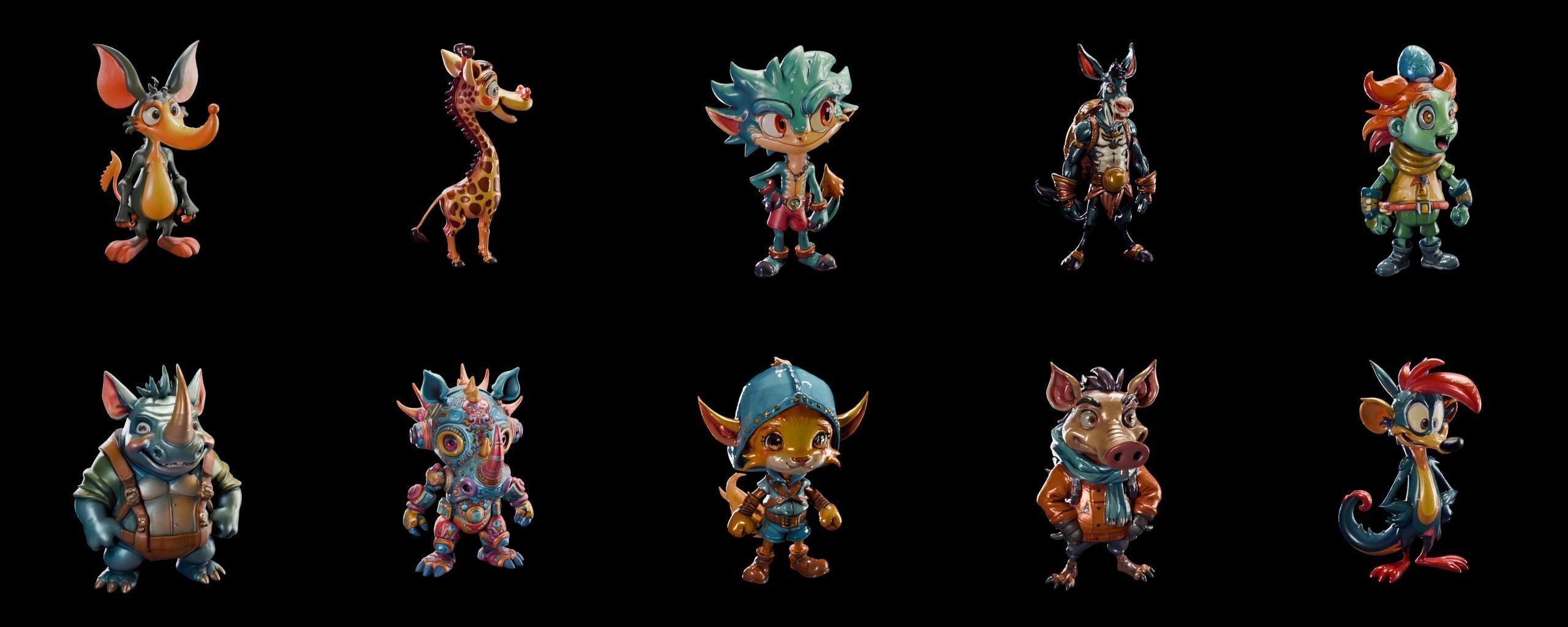 Animals bundle 2 pack 100 fbx Low-poly 3D model_9