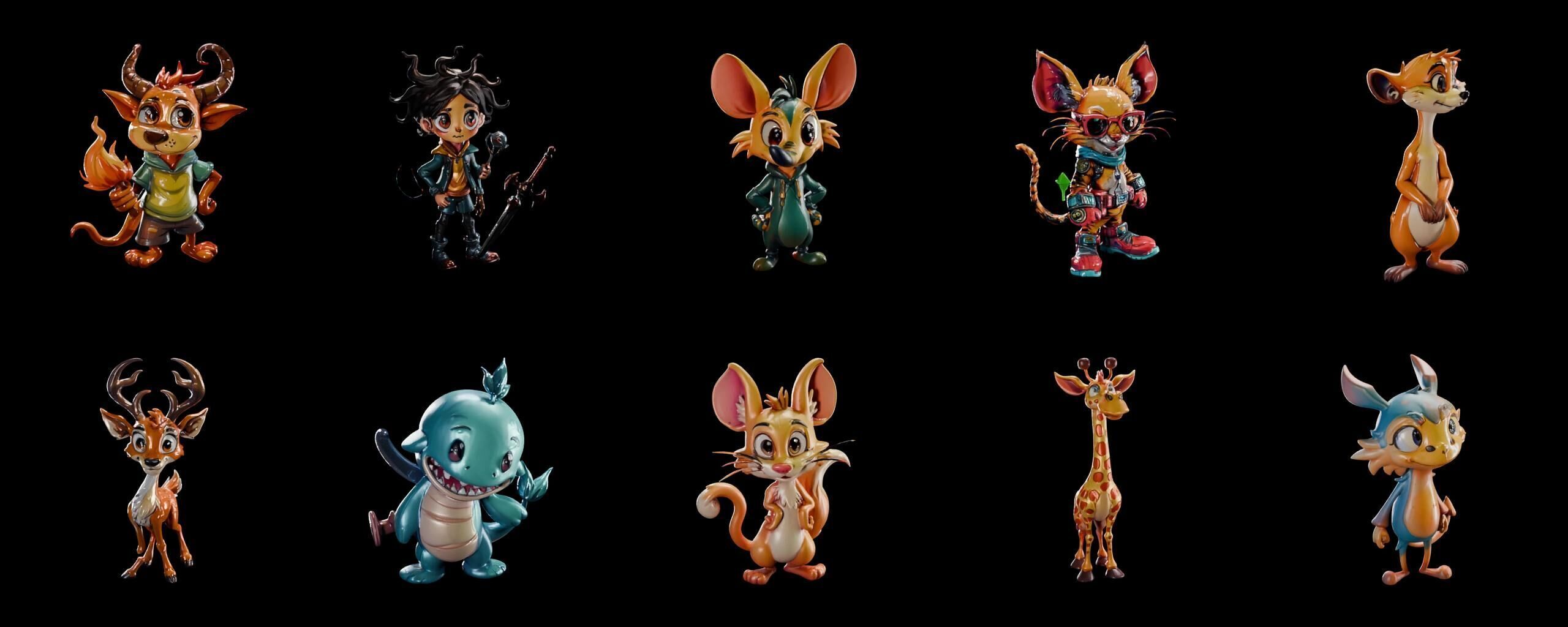 Animals bundle 2 pack 100 fbx Low-poly 3D model_3