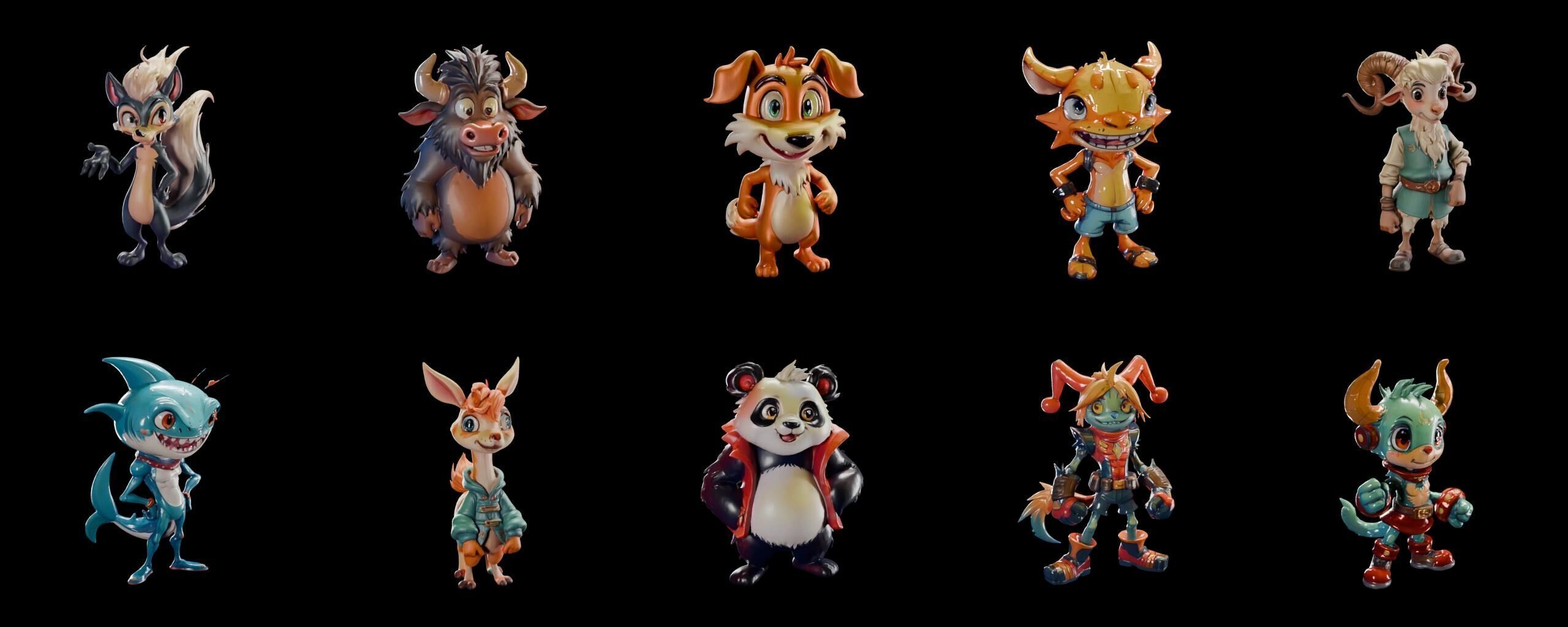 Animals bundle 2 pack 100 fbx Low-poly 3D model_11