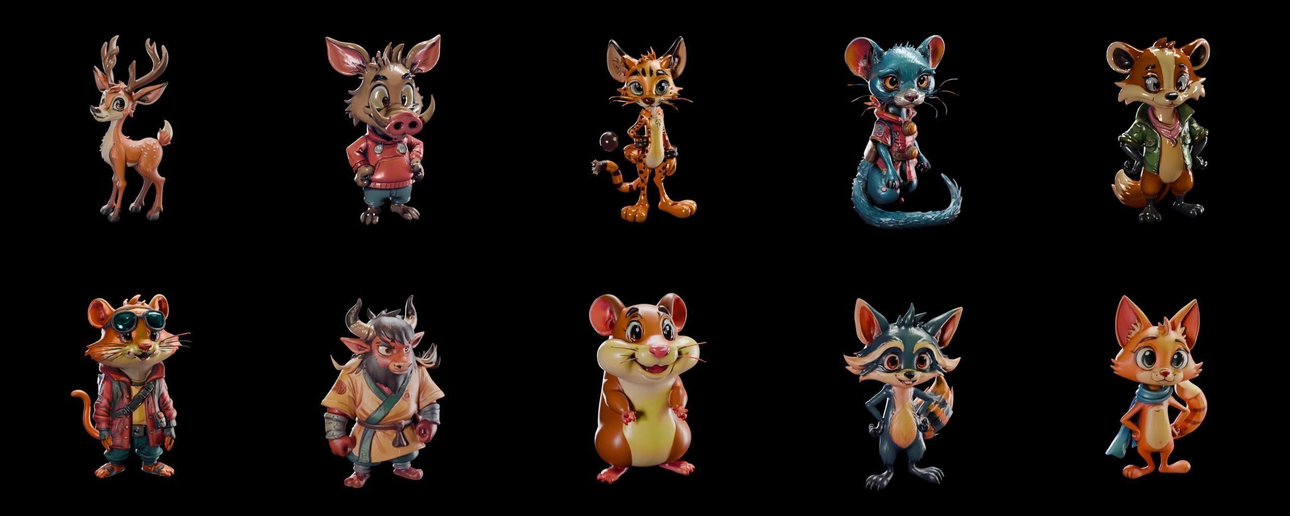 Animals bundle 2 pack 100 fbx Low-poly 3D model_17