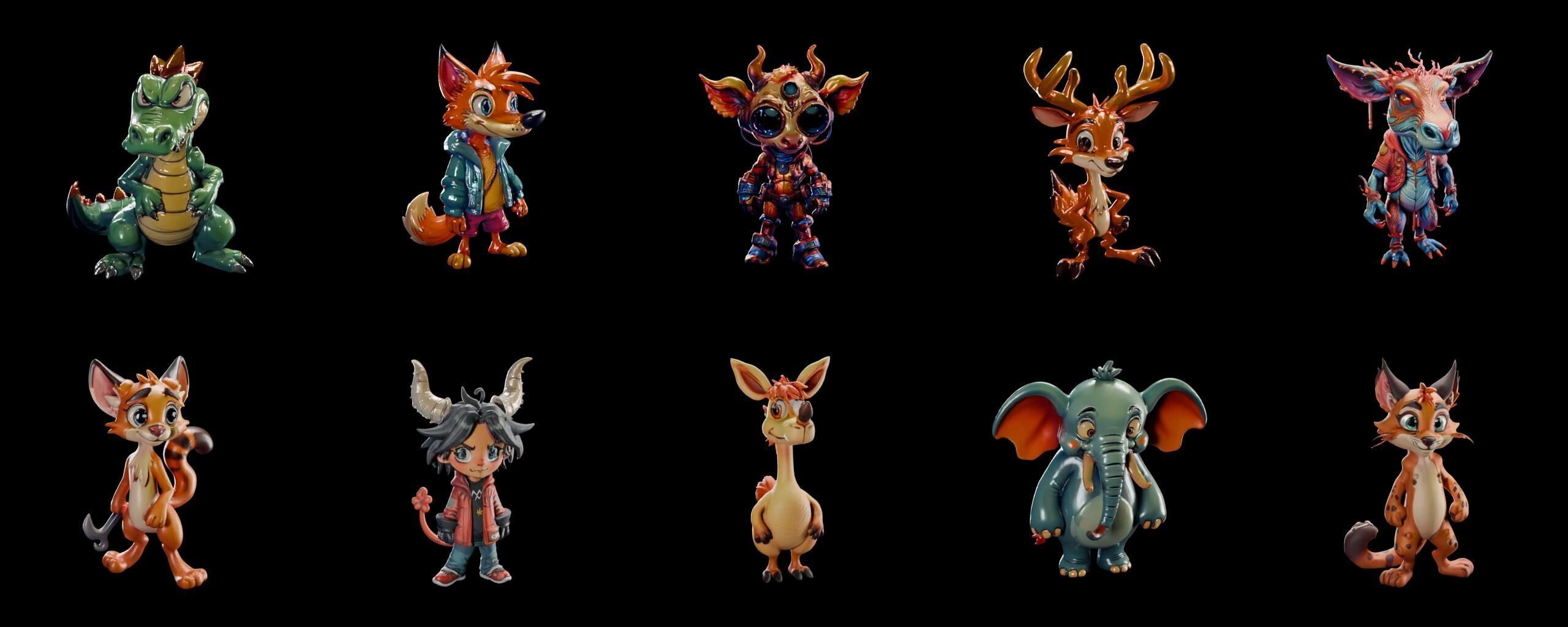 Animals bundle 2 pack 100 fbx Low-poly 3D model_7