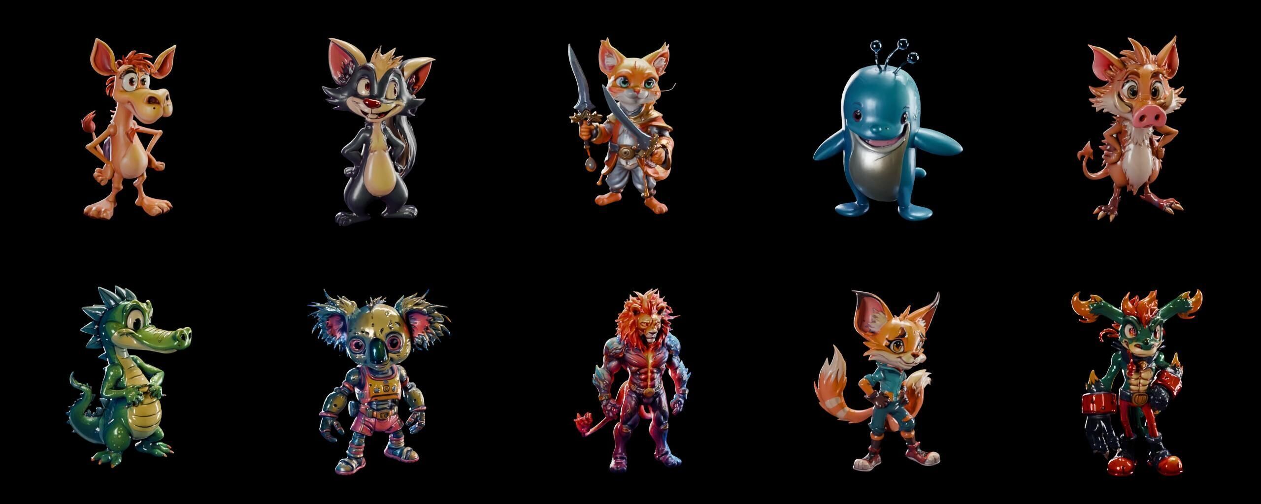 Animals bundle 2 pack 100 fbx Low-poly 3D model_5