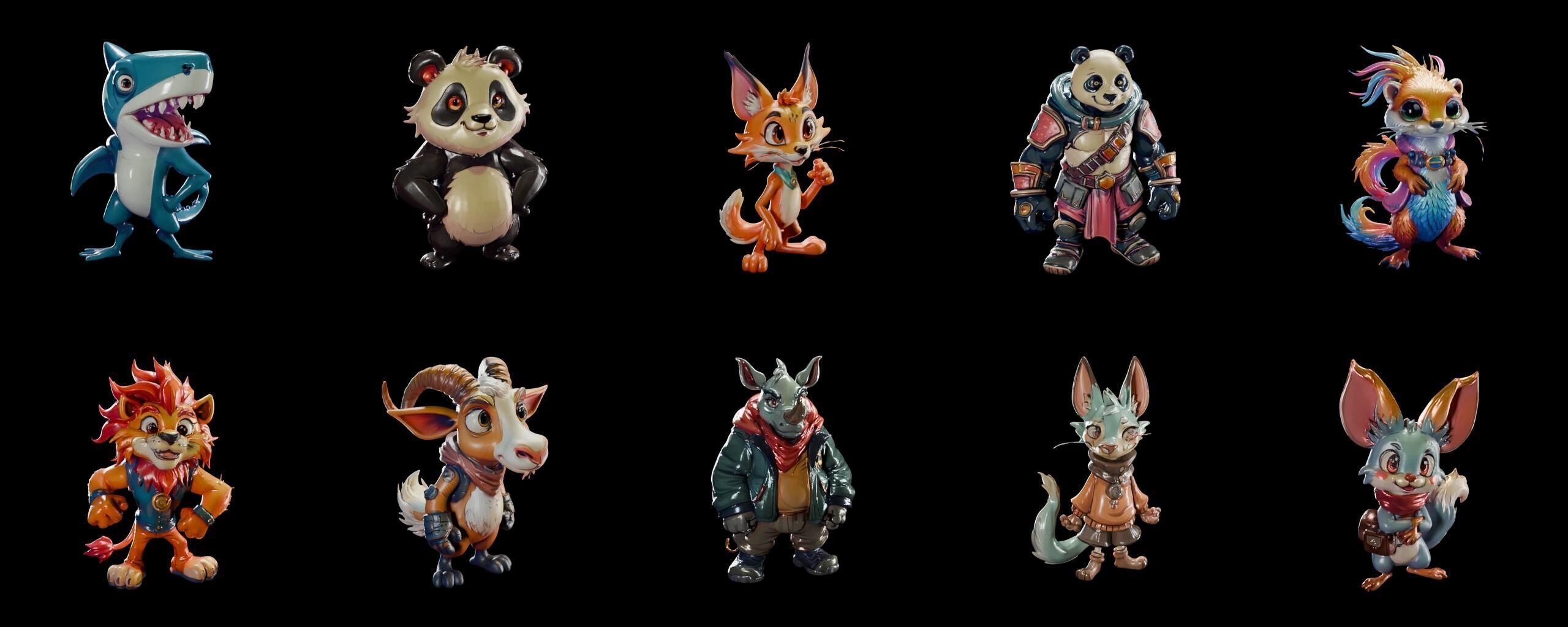 Animals bundle 2 pack 100 fbx Low-poly 3D model_13