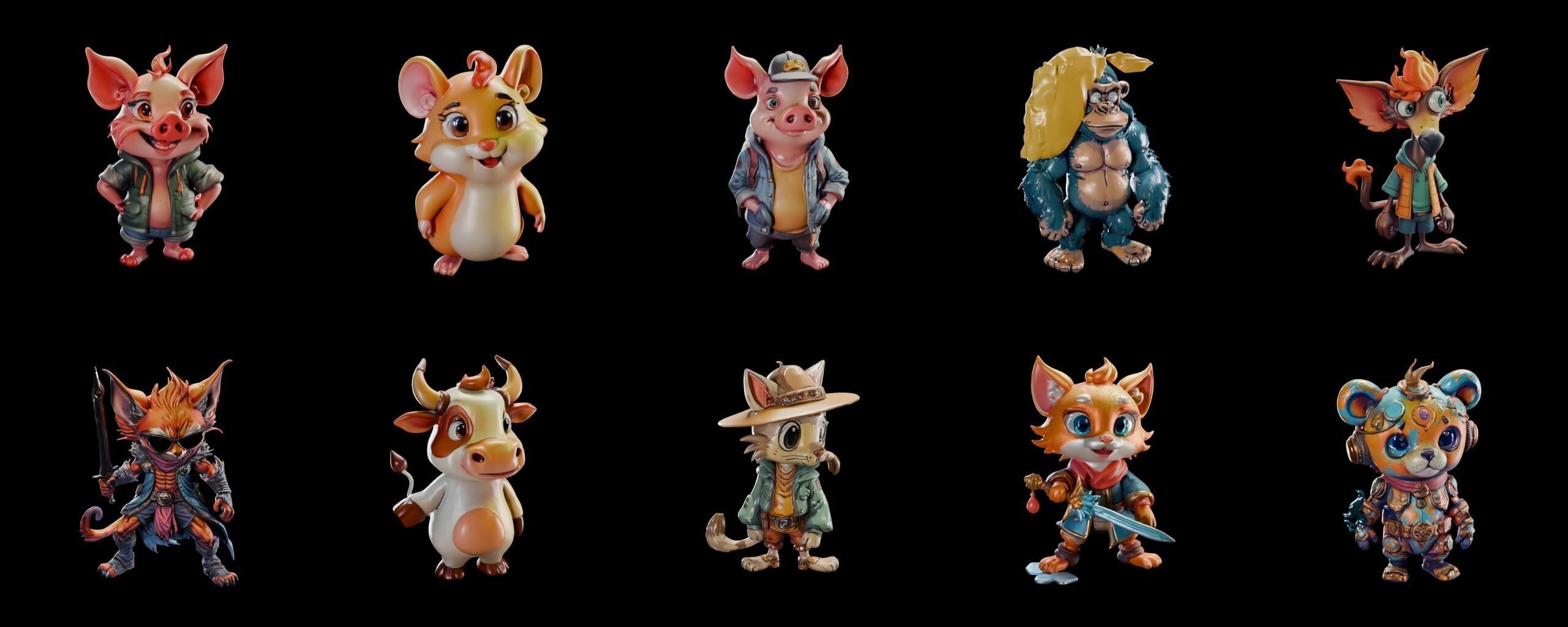 Animals bundle 1 pack 100 fbx Low-poly 3D model_11