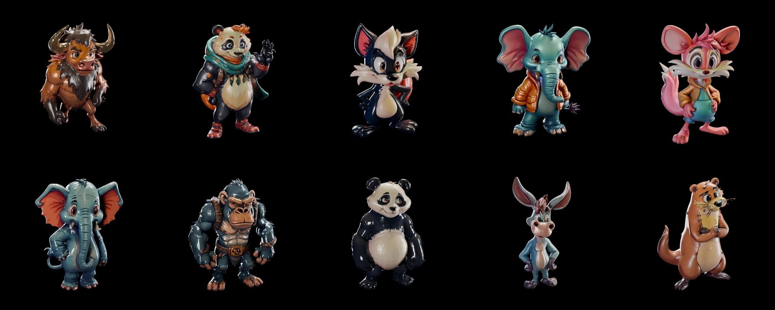 Animals bundle 1 pack 100 fbx Low-poly 3D model_3