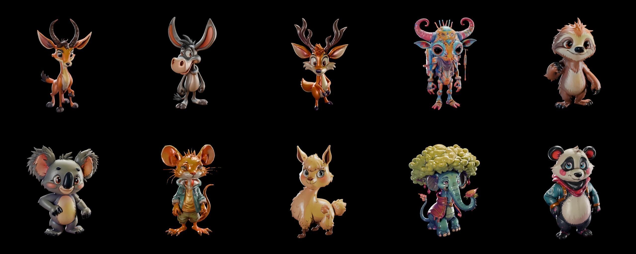 Animals bundle 1 pack 100 fbx Low-poly 3D model_9