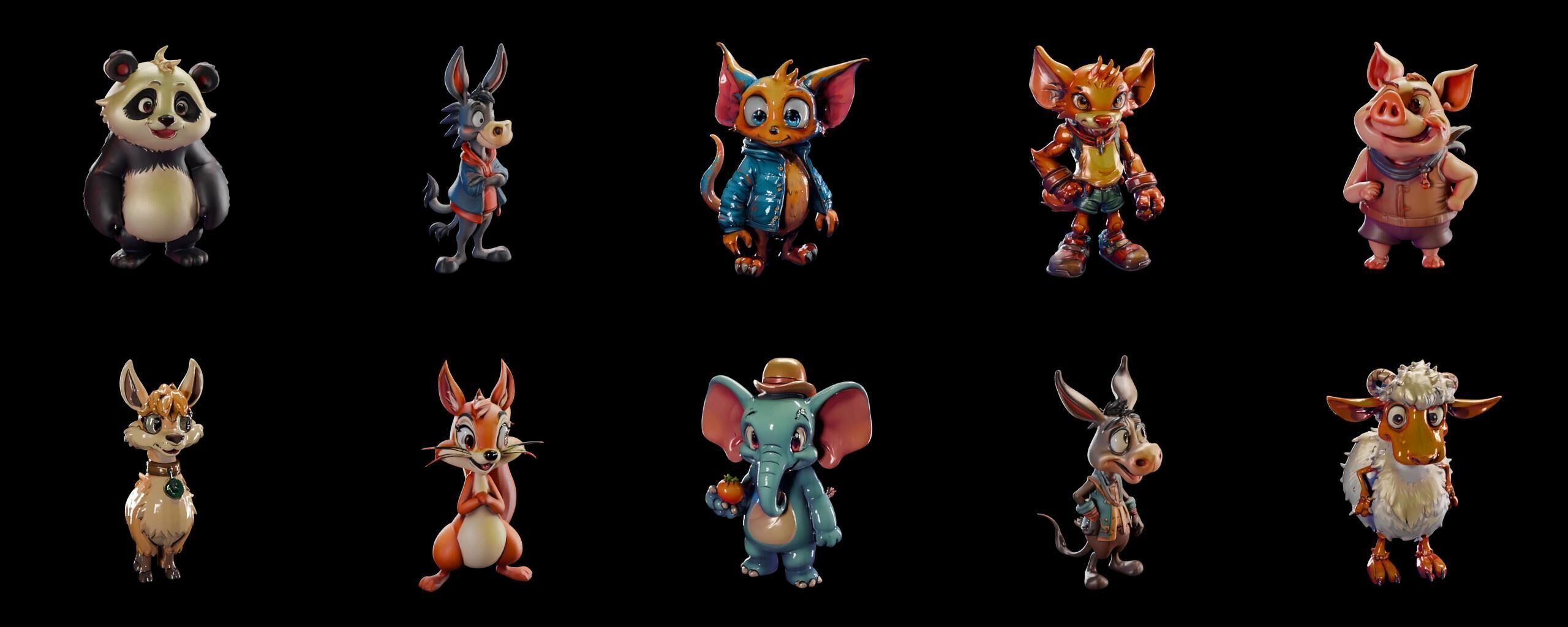 Animals bundle 1 pack 100 fbx Low-poly 3D model_1