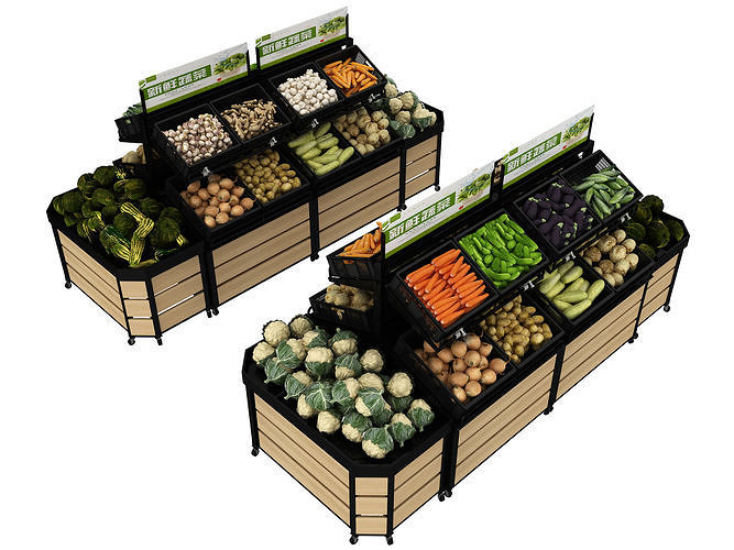 Vegetable shelves Low-poly 3D model