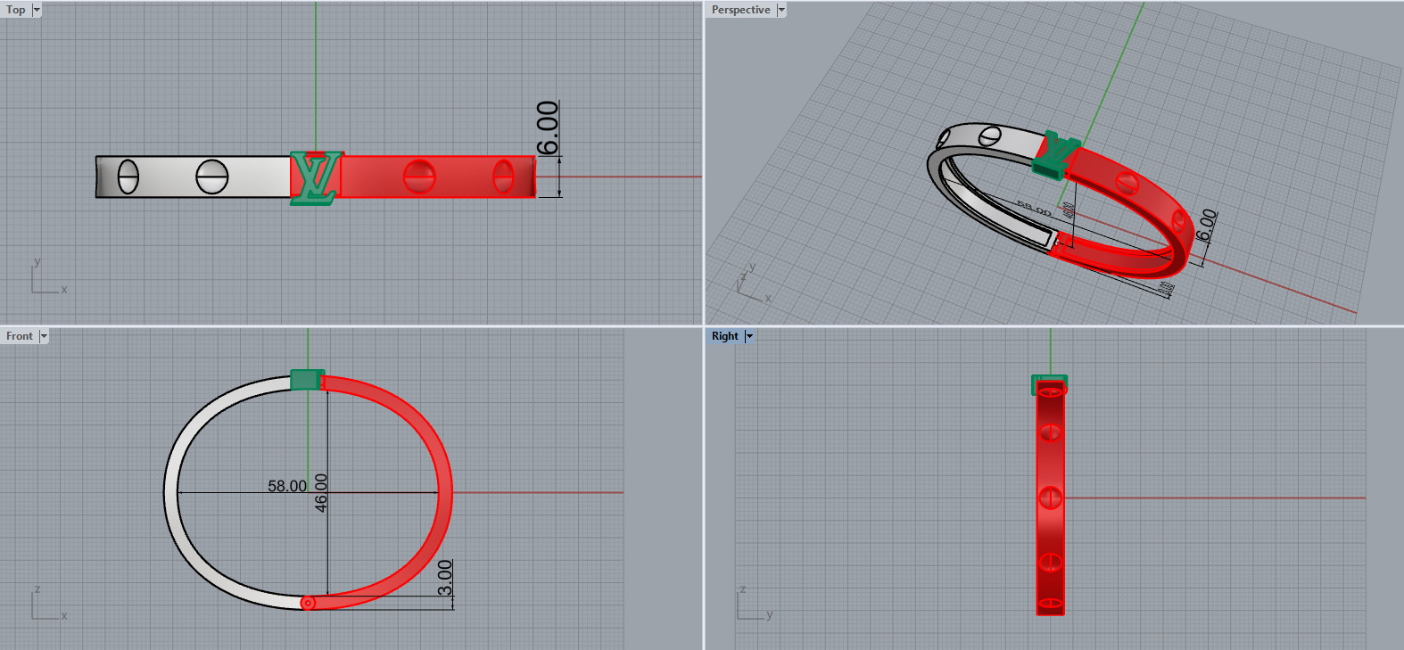 Bracelet LV 11405 3D print model_8