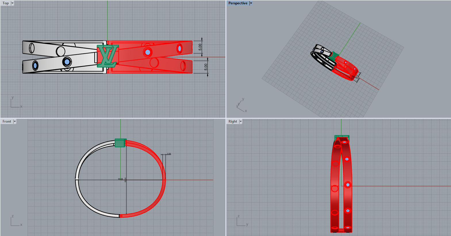 Bracelet LV 11002 3D print model_5