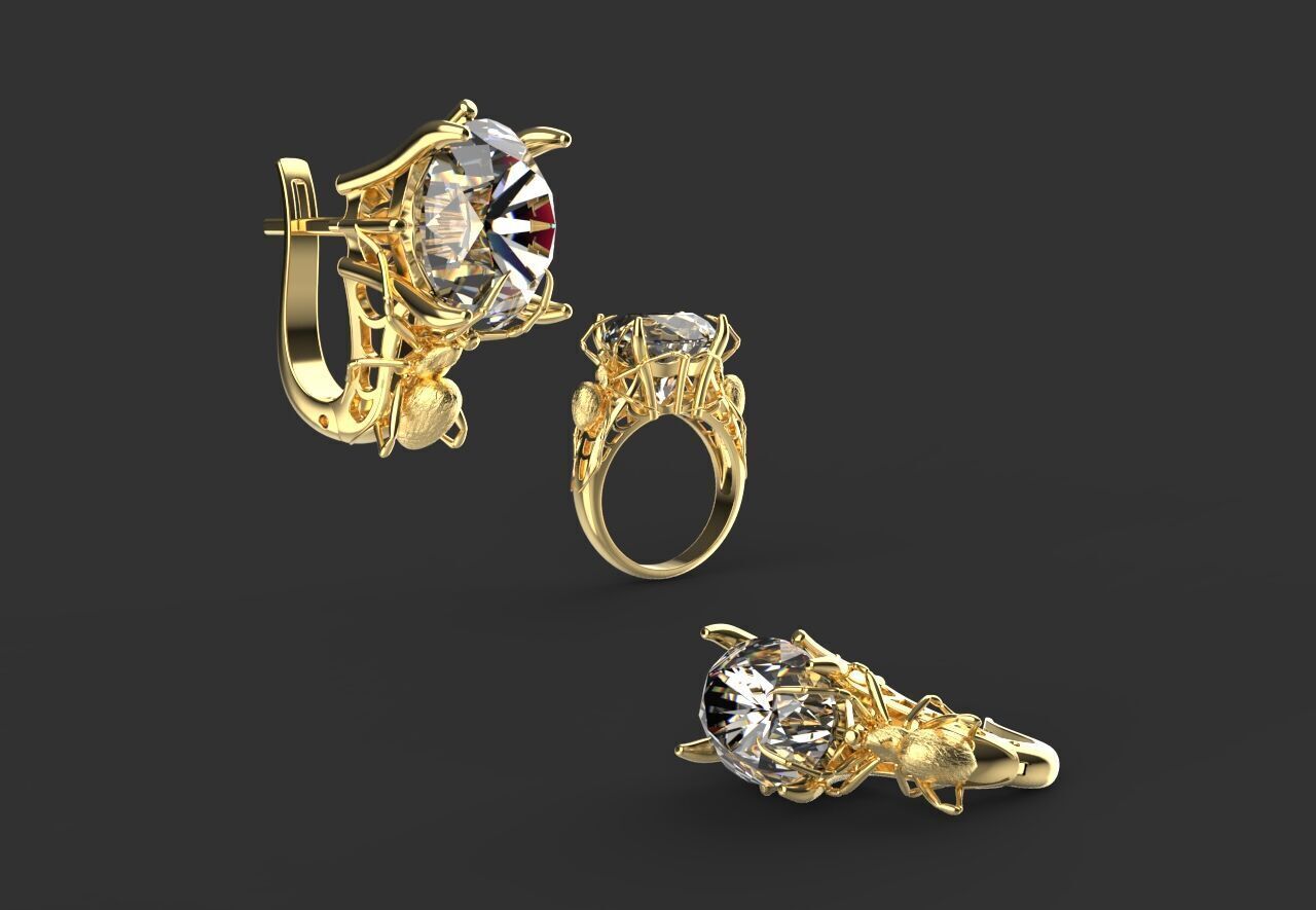 Ring and Earrings set 10742 3D print model_1