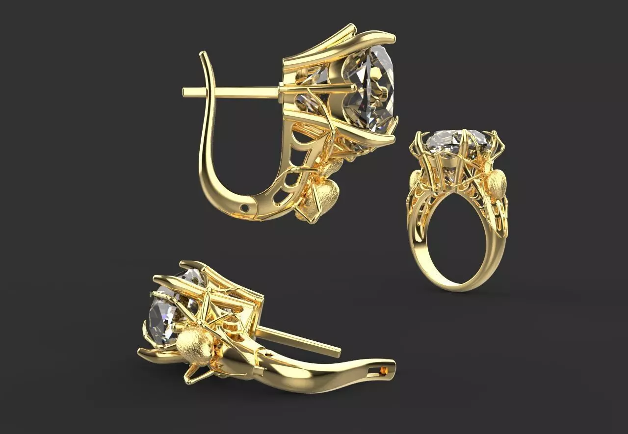 Ring and Earrings set 10742 3D print model_0