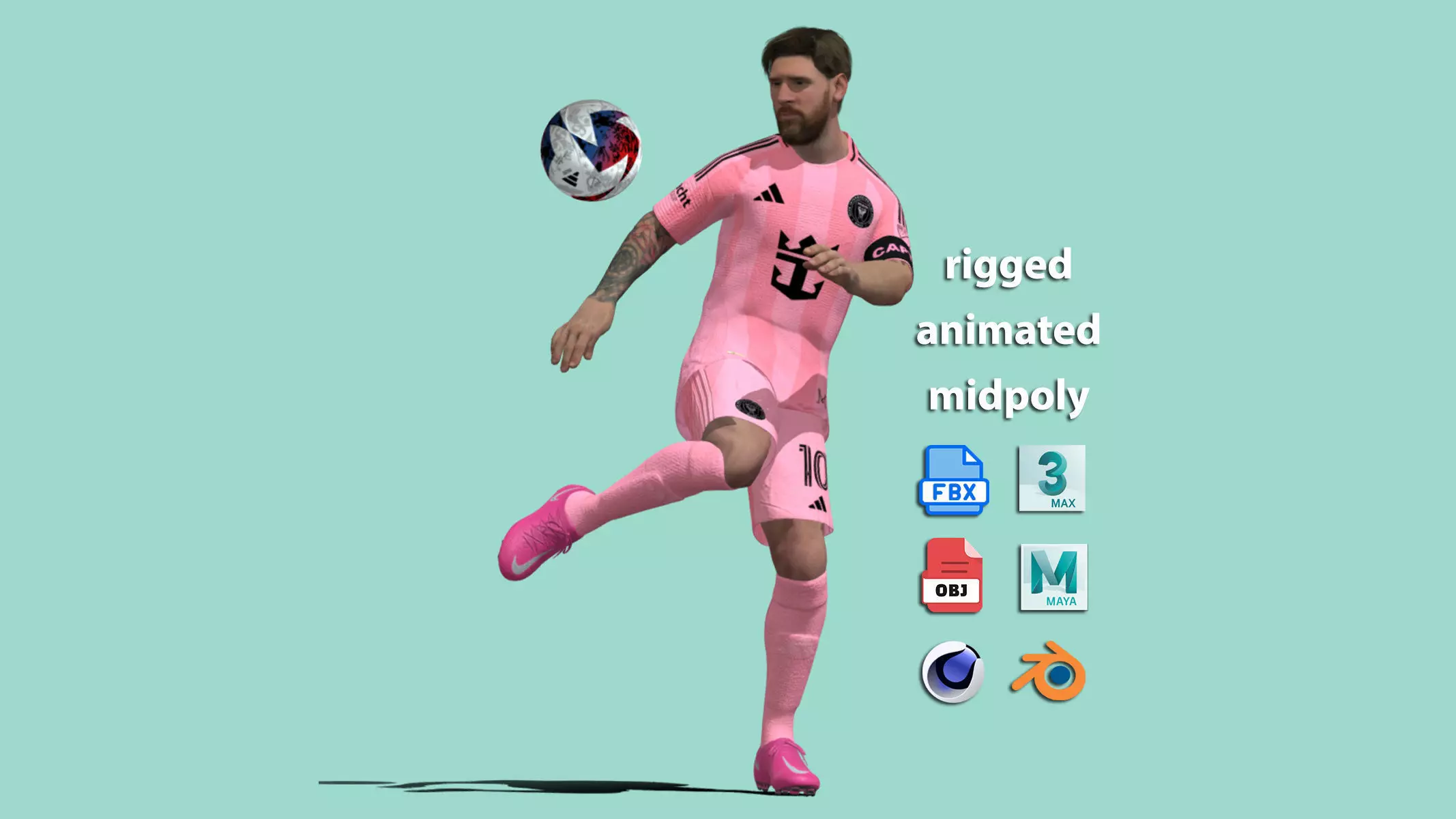 Lionel Messi Inter Miami 24-25 3d animation 3D model_0