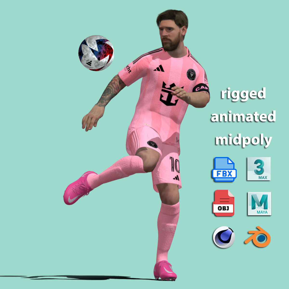 Lionel Messi Inter Miami 24-25 3d animation 3D model_3