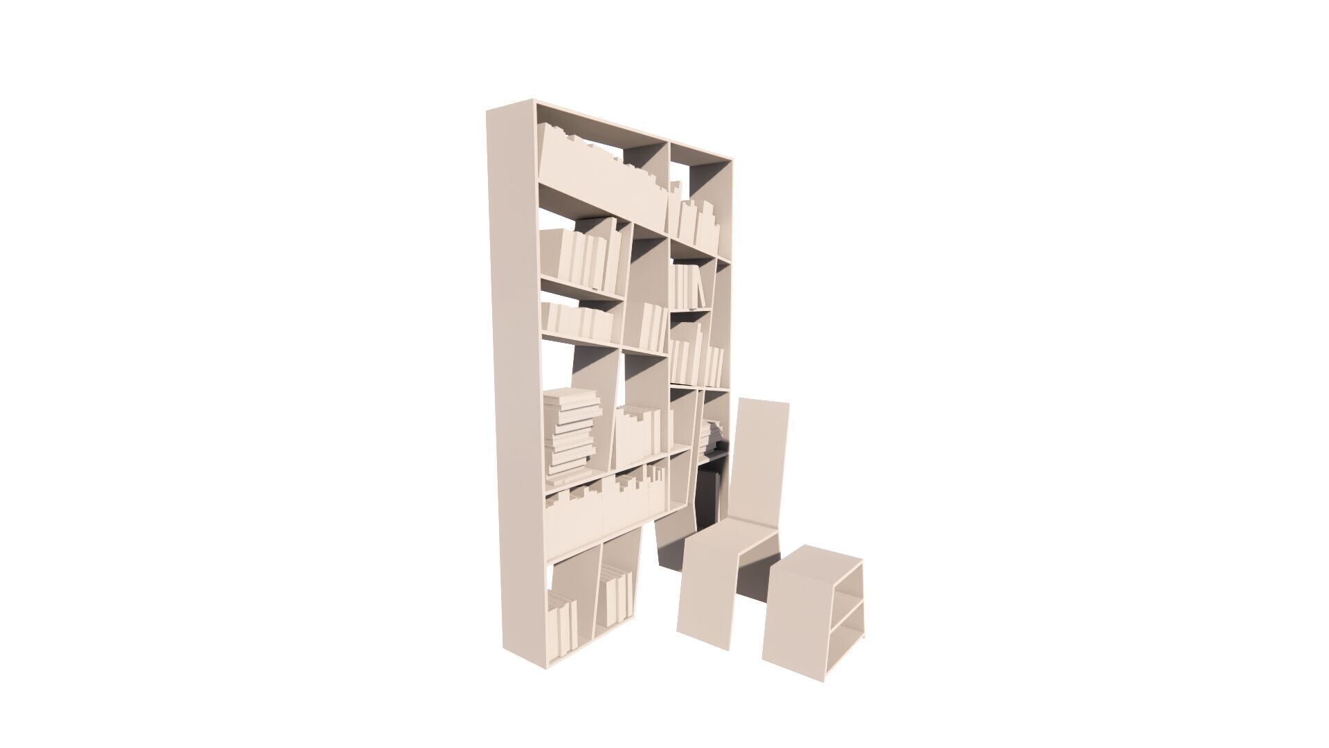 Medium Bookshelf Set-Mini library kit 3D model_12