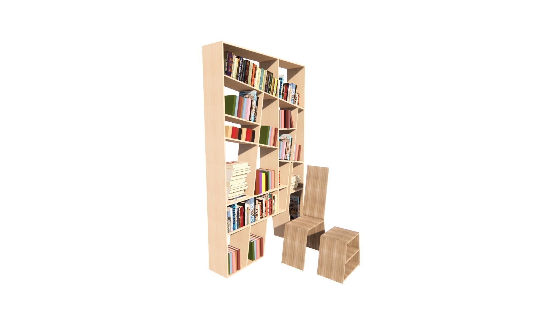 Medium Bookshelf Set-Mini library kit 3D model_11