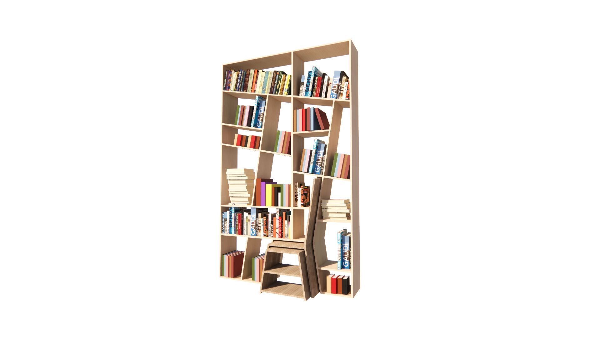 Medium Bookshelf Set-Mini library kit 3D model_1
