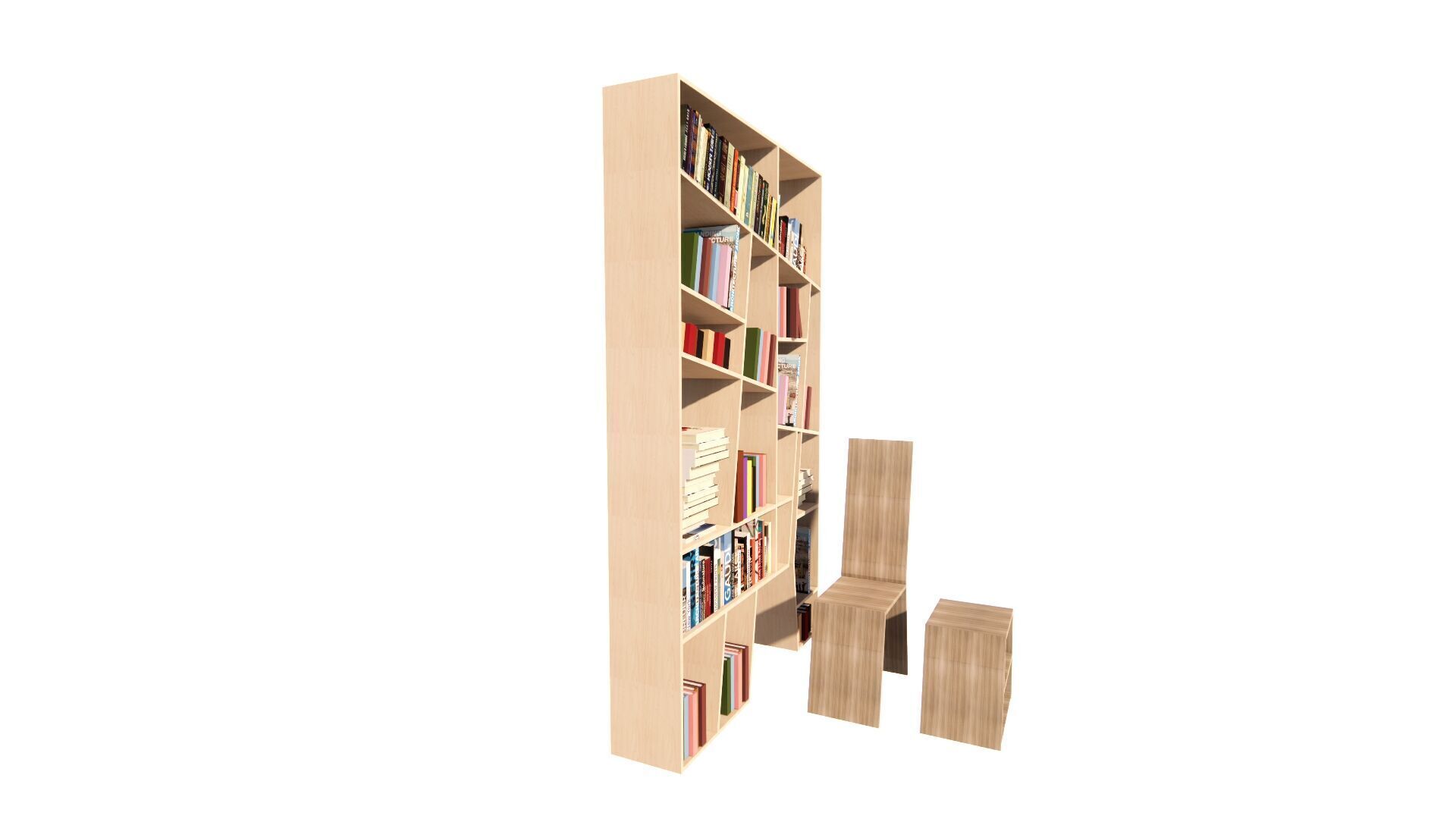 Medium Bookshelf Set-Mini library kit 3D model_15
