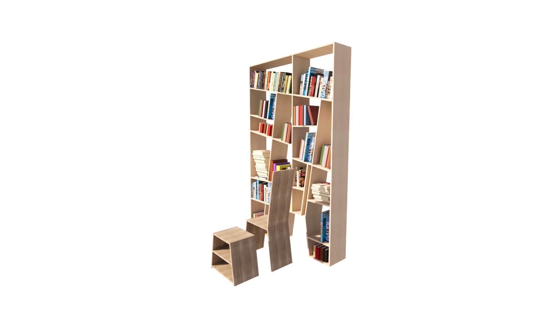 Medium Bookshelf Set-Mini library kit 3D model_13