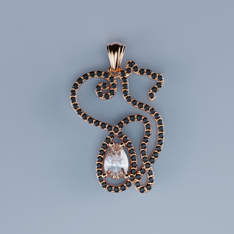 Pendant Cat 02model 3D  print 3D print model_1