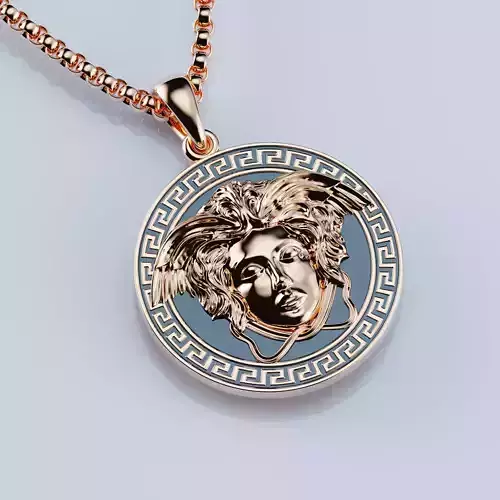 Pendant Medusa Greca enamel style