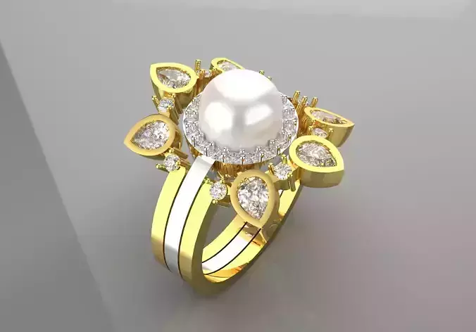 STL 3DN bride pearl  wedding luxury ring model wr0012 