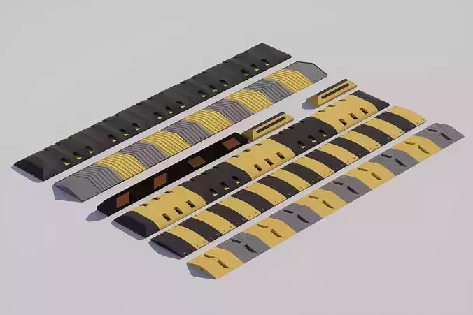 Traffic Speed Bump PBR Game  3d model