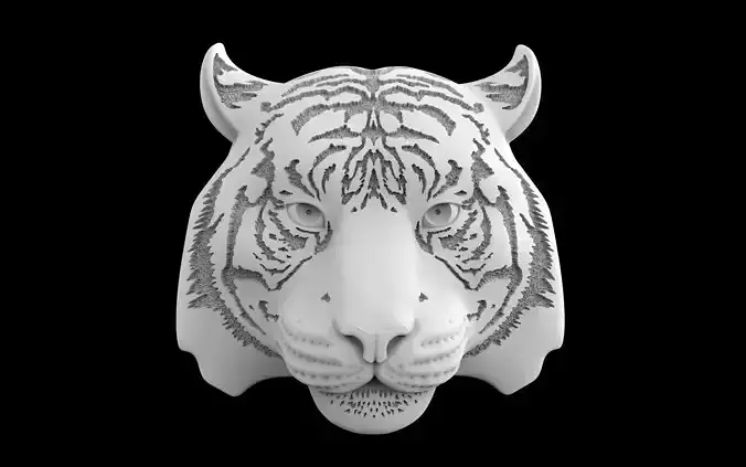 Tiger face 2 3D print model
