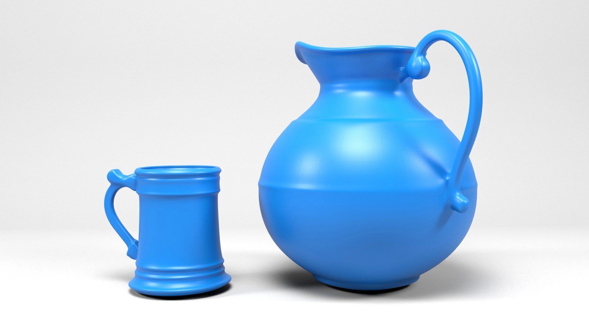 Medieval jug and glass 3D print model_2