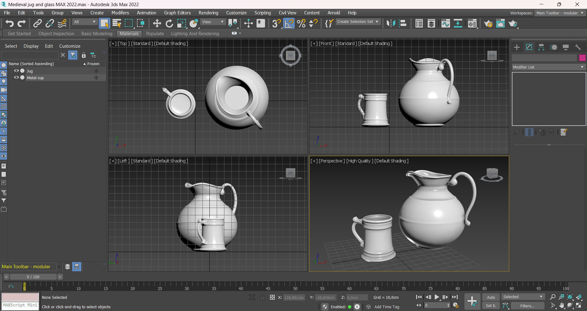 Medieval jug and glass 3D print model_10