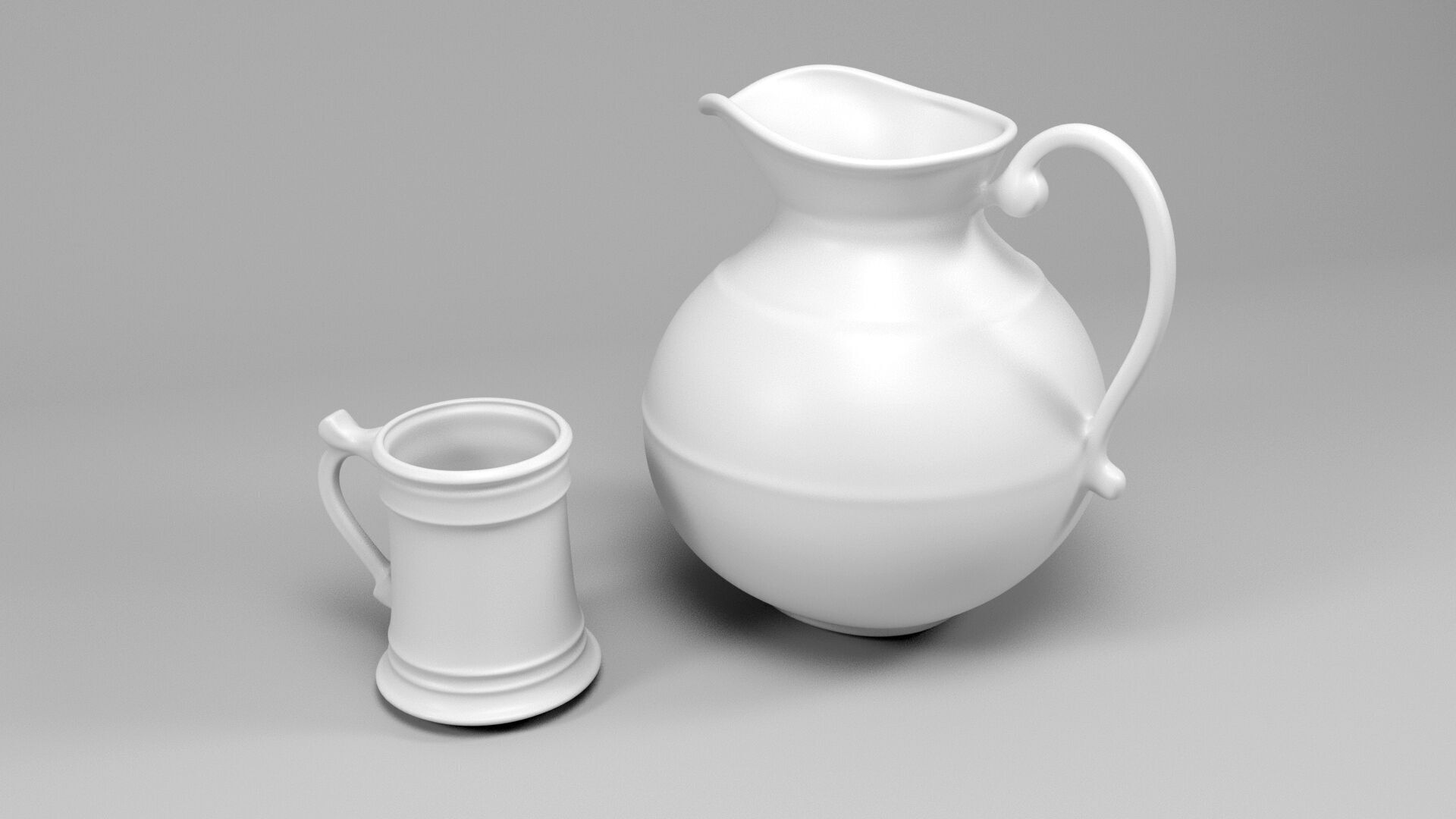 Medieval jug and glass 3D print model_8